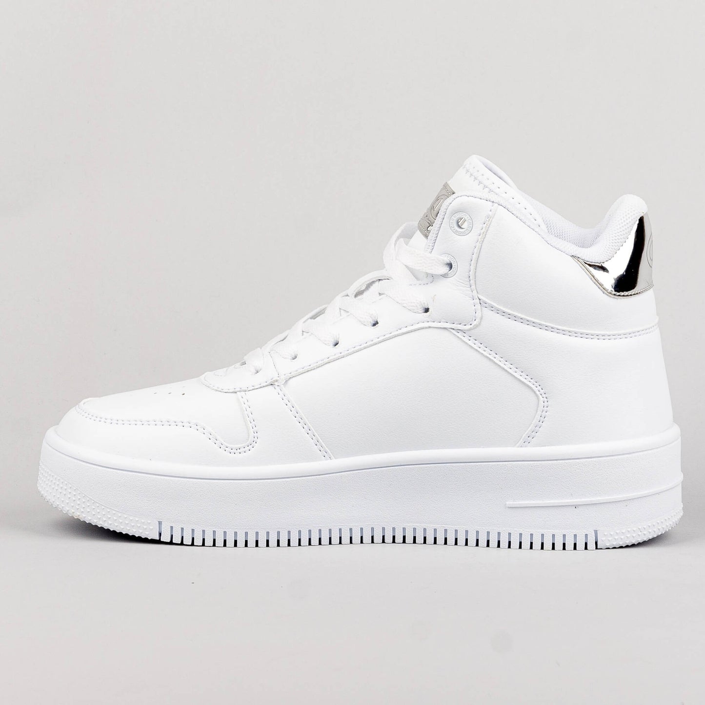 Champion Mid Cut Shoe Rebound Platform Mid Metal White