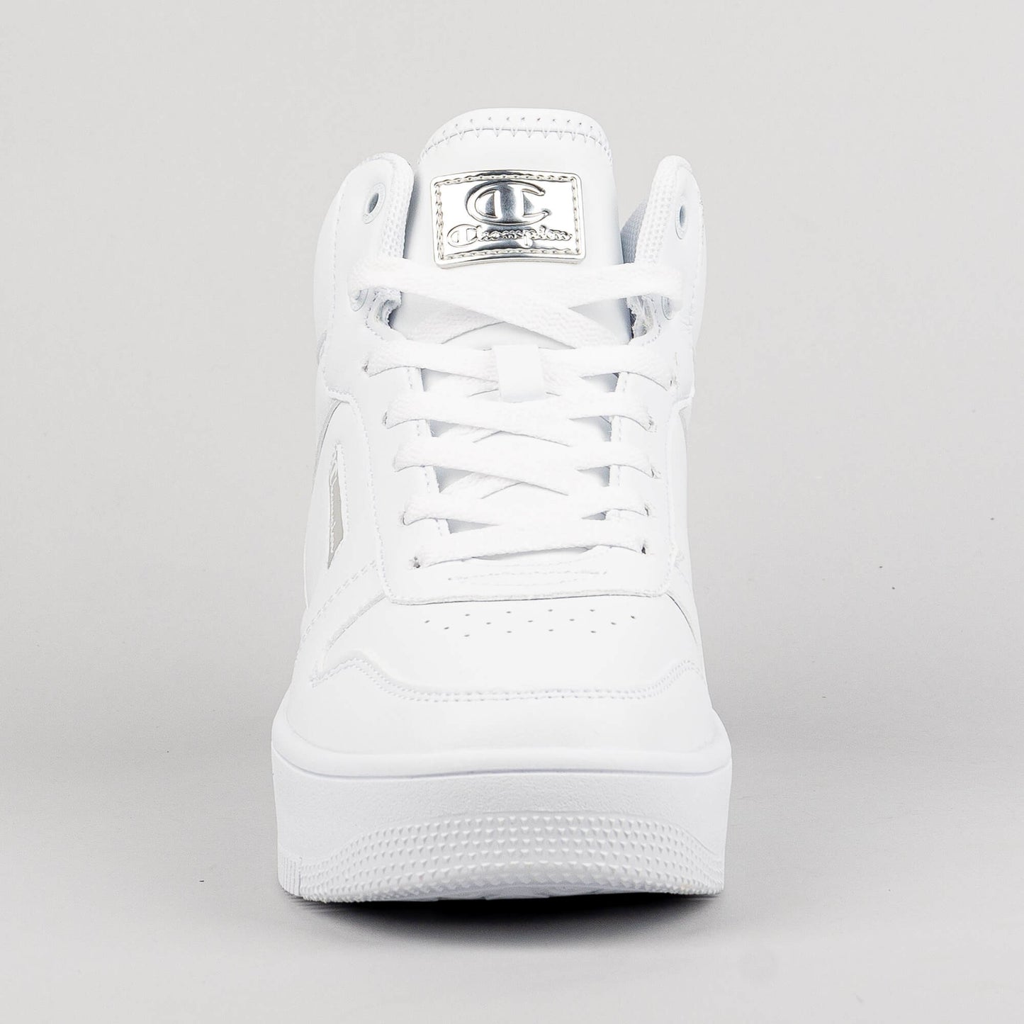 Champion Mid Cut Shoe Rebound Platform Mid Metal White