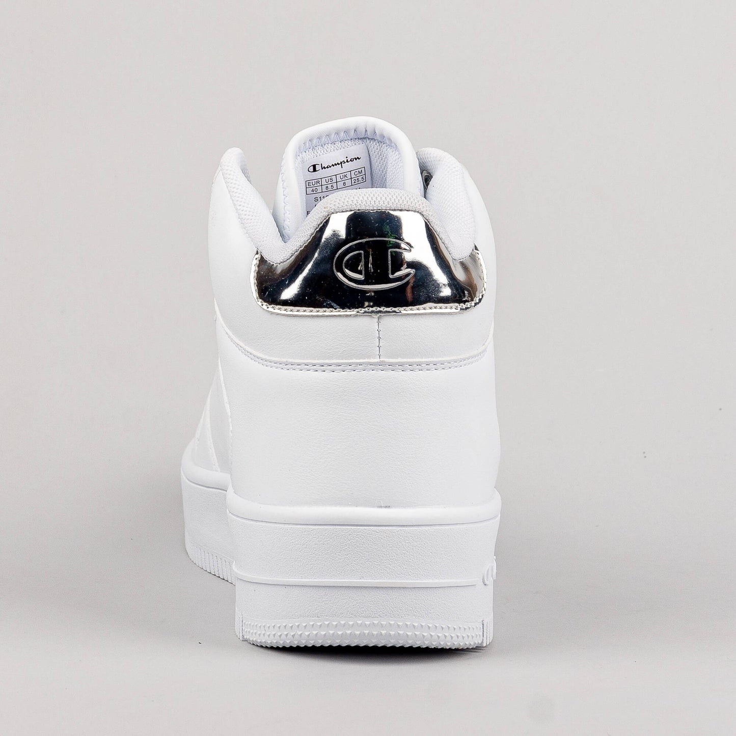 Champion Mid Cut Shoe Rebound Platform Mid Metal White