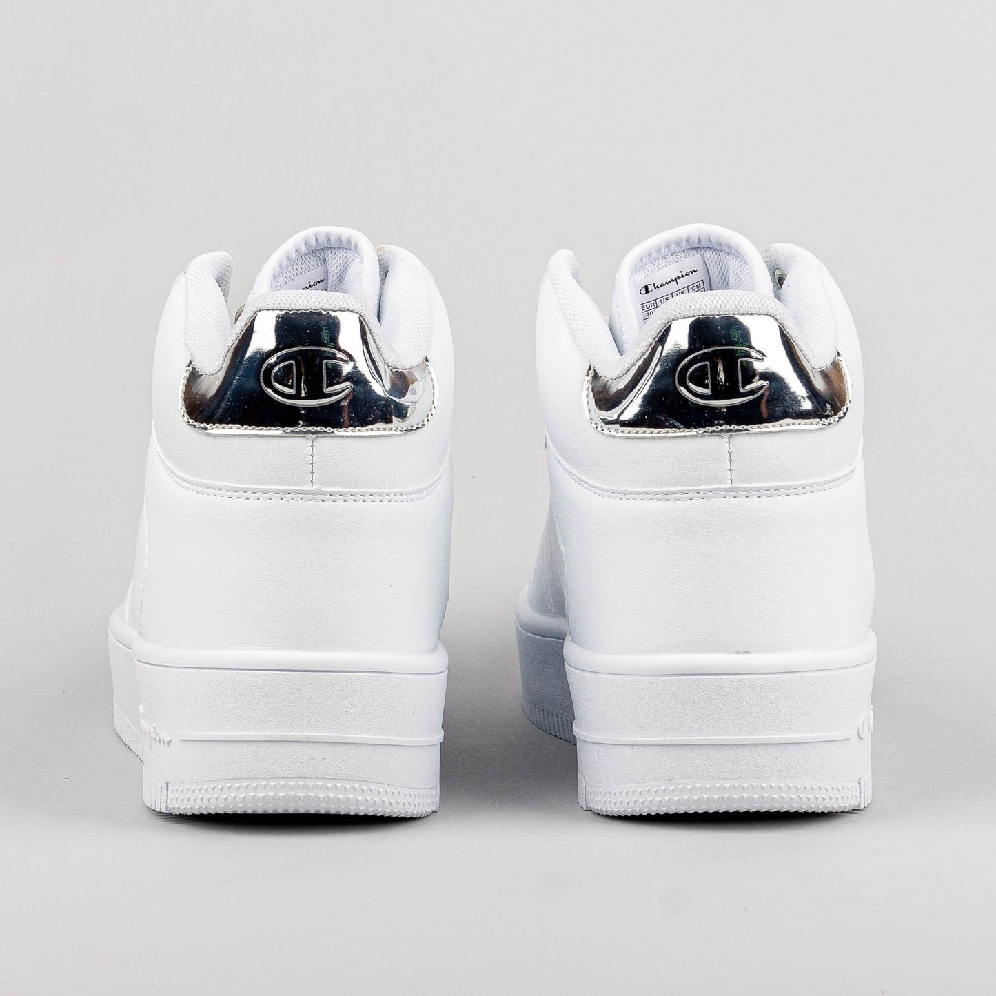 Champion Mid Cut Shoe Rebound Platform Mid Metal White