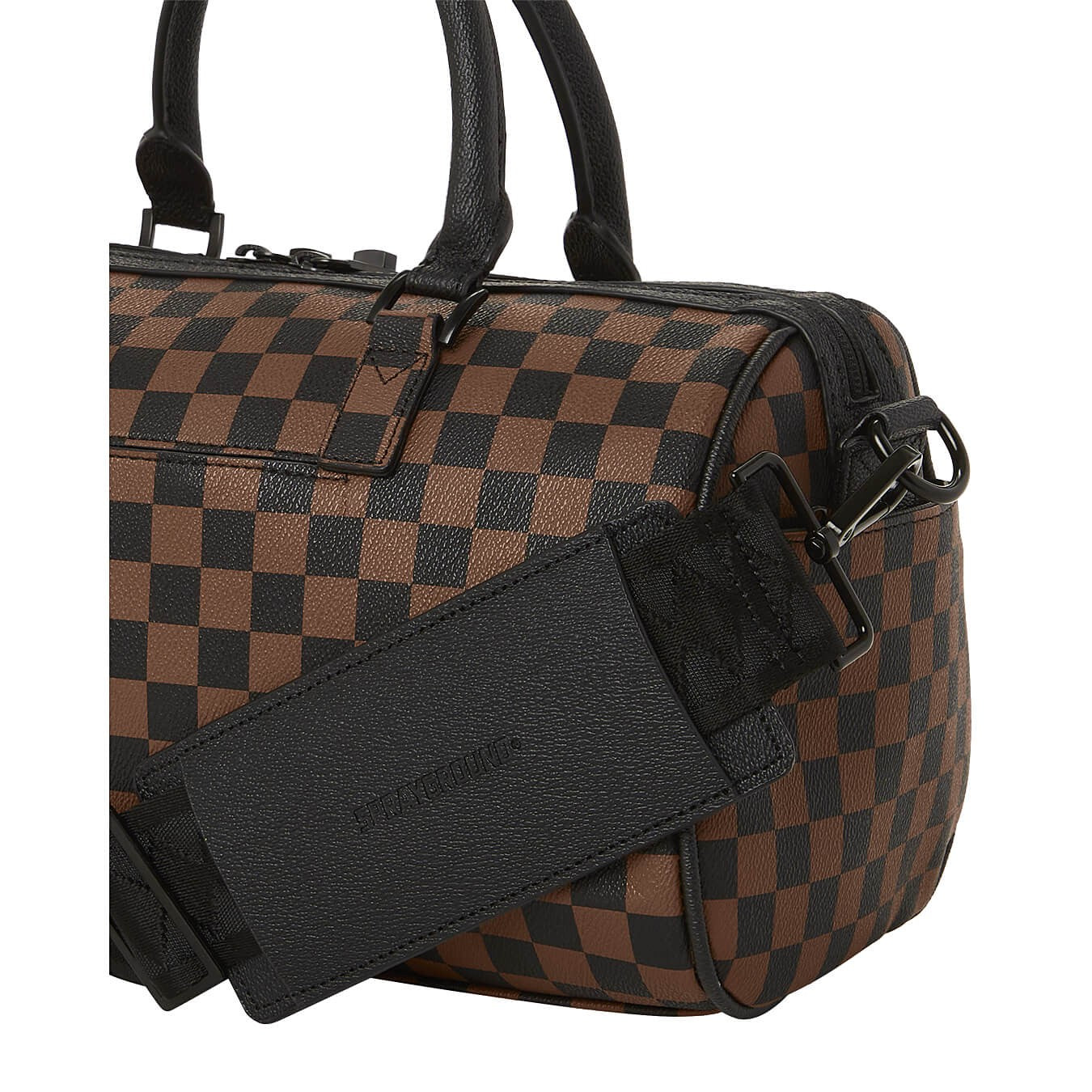 Sprayground Pink Drip Brown Check The Artists Touch Mini Duffle Brown