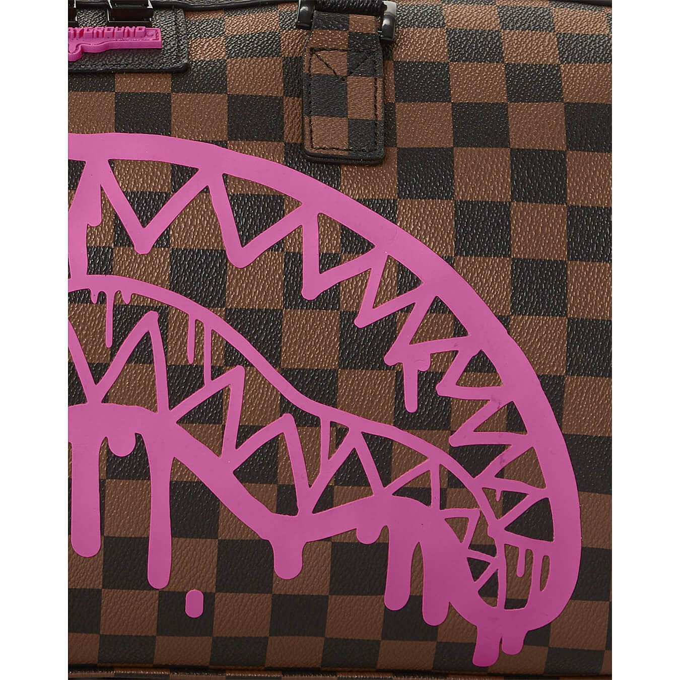 Sprayground Pink Drip Brown Check The Artists Touch Mini Duffle Brown