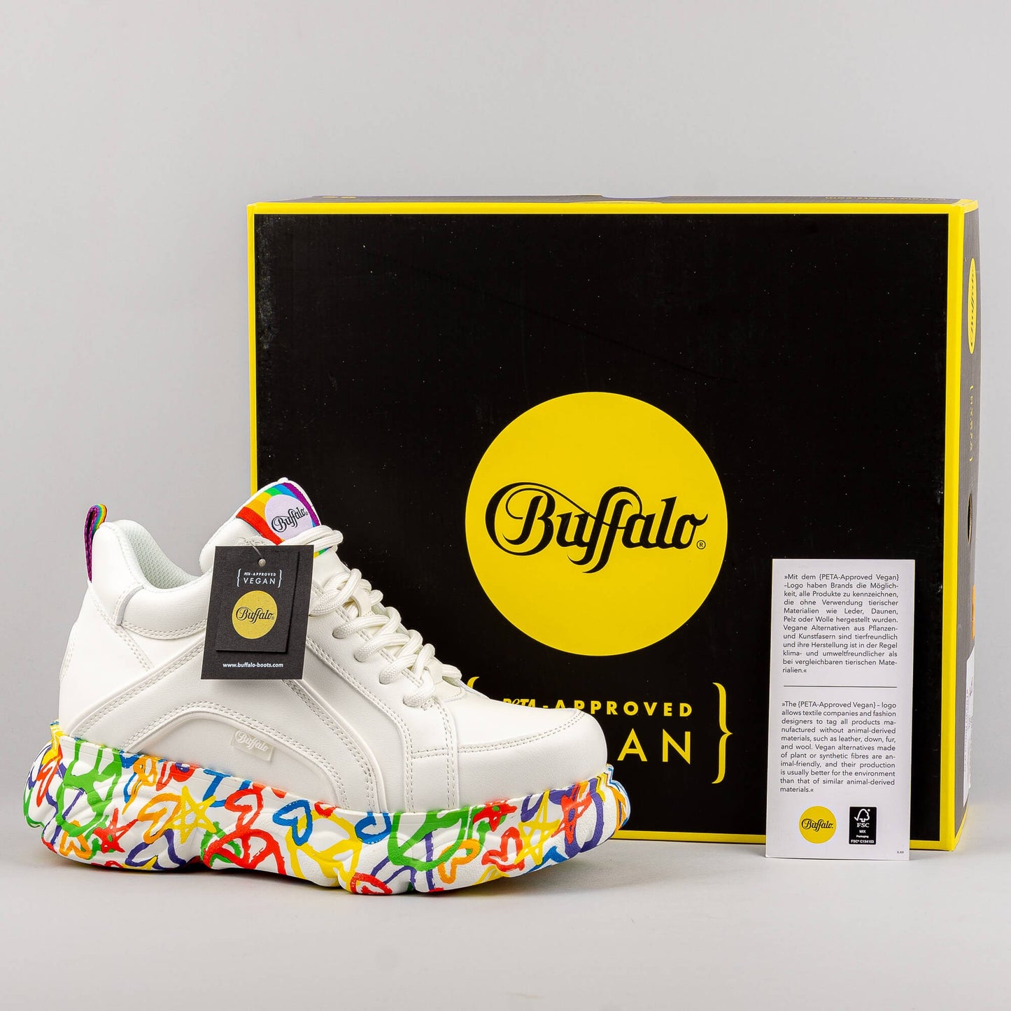 Dámske boty Buffalo Cld Corin Hearts White Vegan Nappa