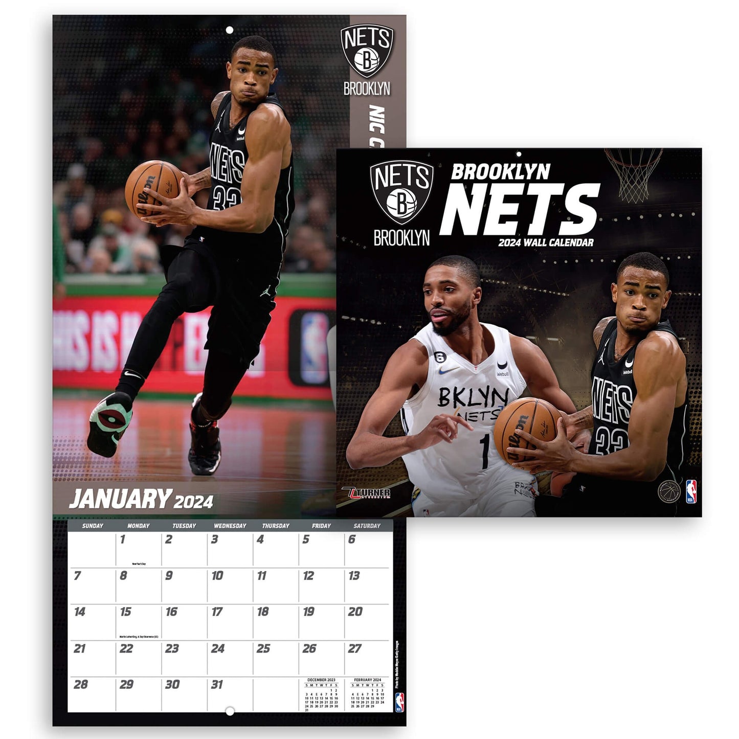 TURNER SPORTS NBA 2024 (30x60 cm) WALL CALENDAR BROOKLYN NETS