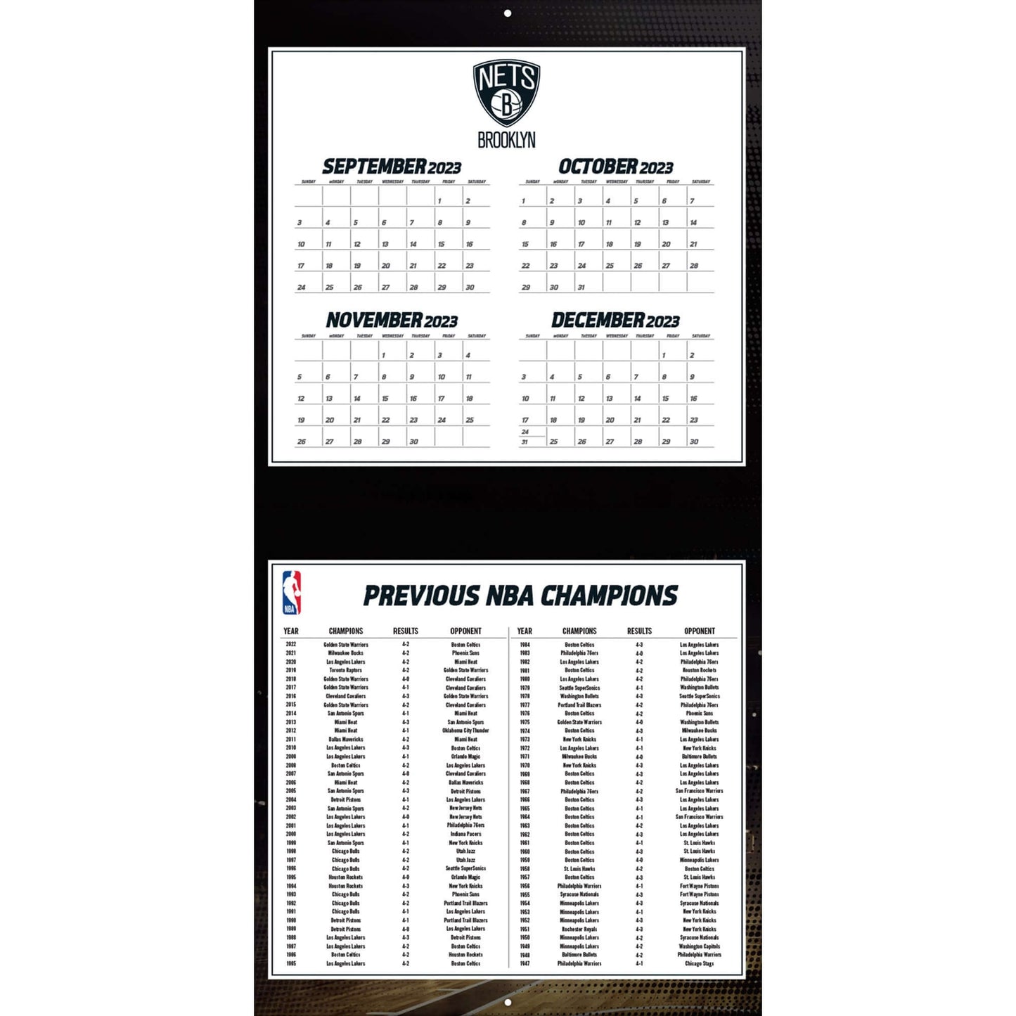 TURNER SPORTS NBA 2024 (30x60 cm) WALL CALENDAR BROOKLYN NETS