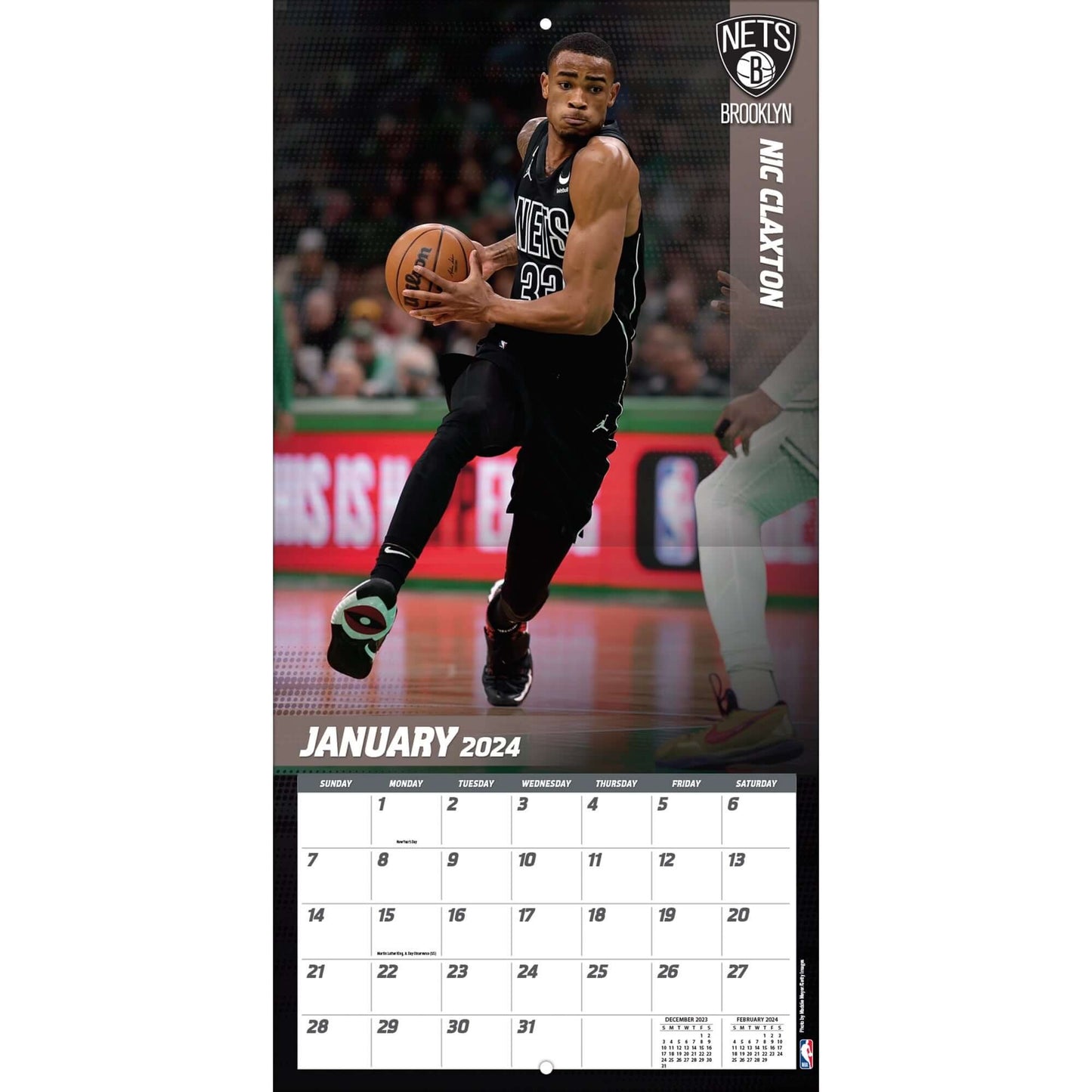 TURNER SPORTS NBA 2024 (30x60 cm) WALL CALENDAR BROOKLYN NETS