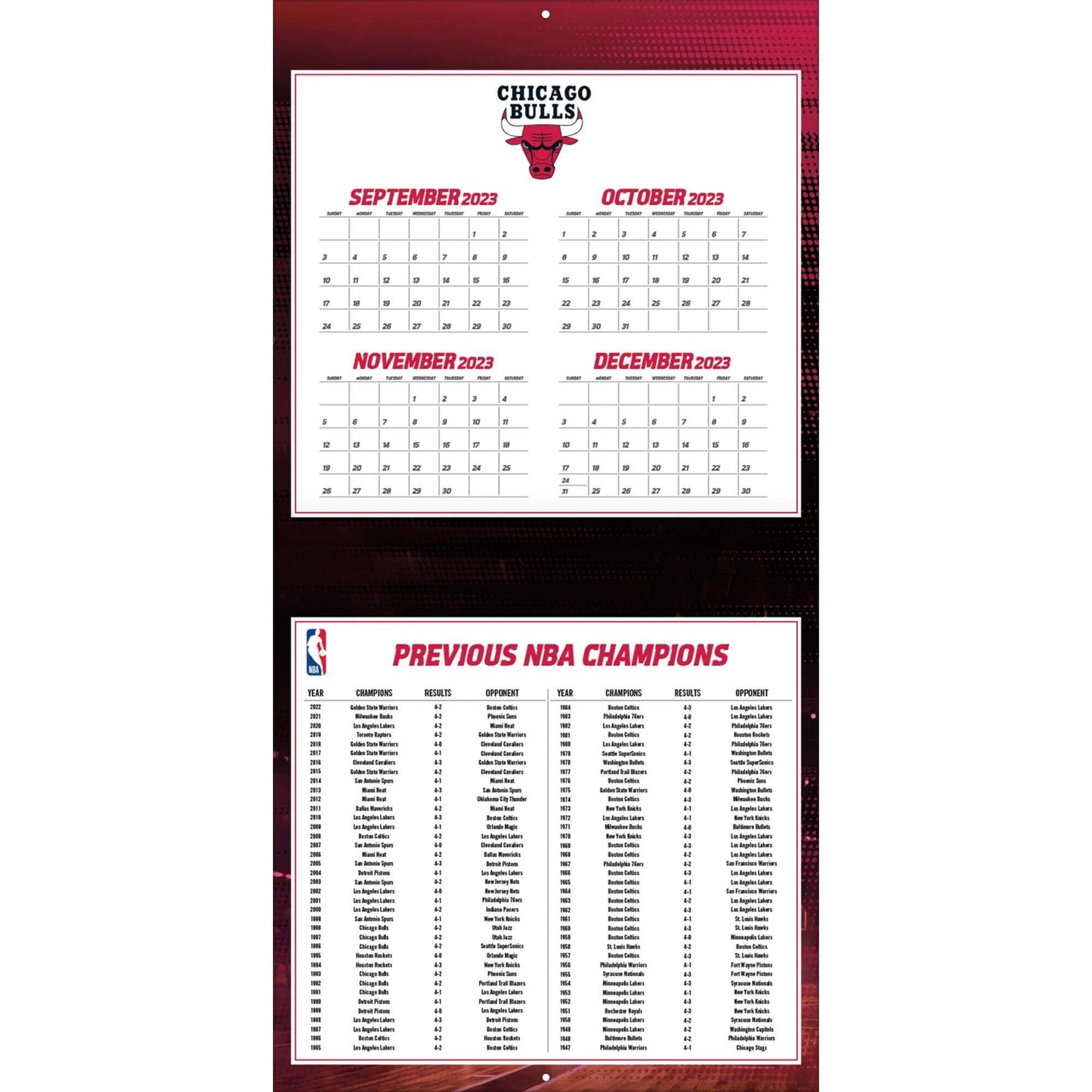 TURNER SPORTS NBA 2024 (30x60 cm) WALL CALENDAR CHICAGO BULLS