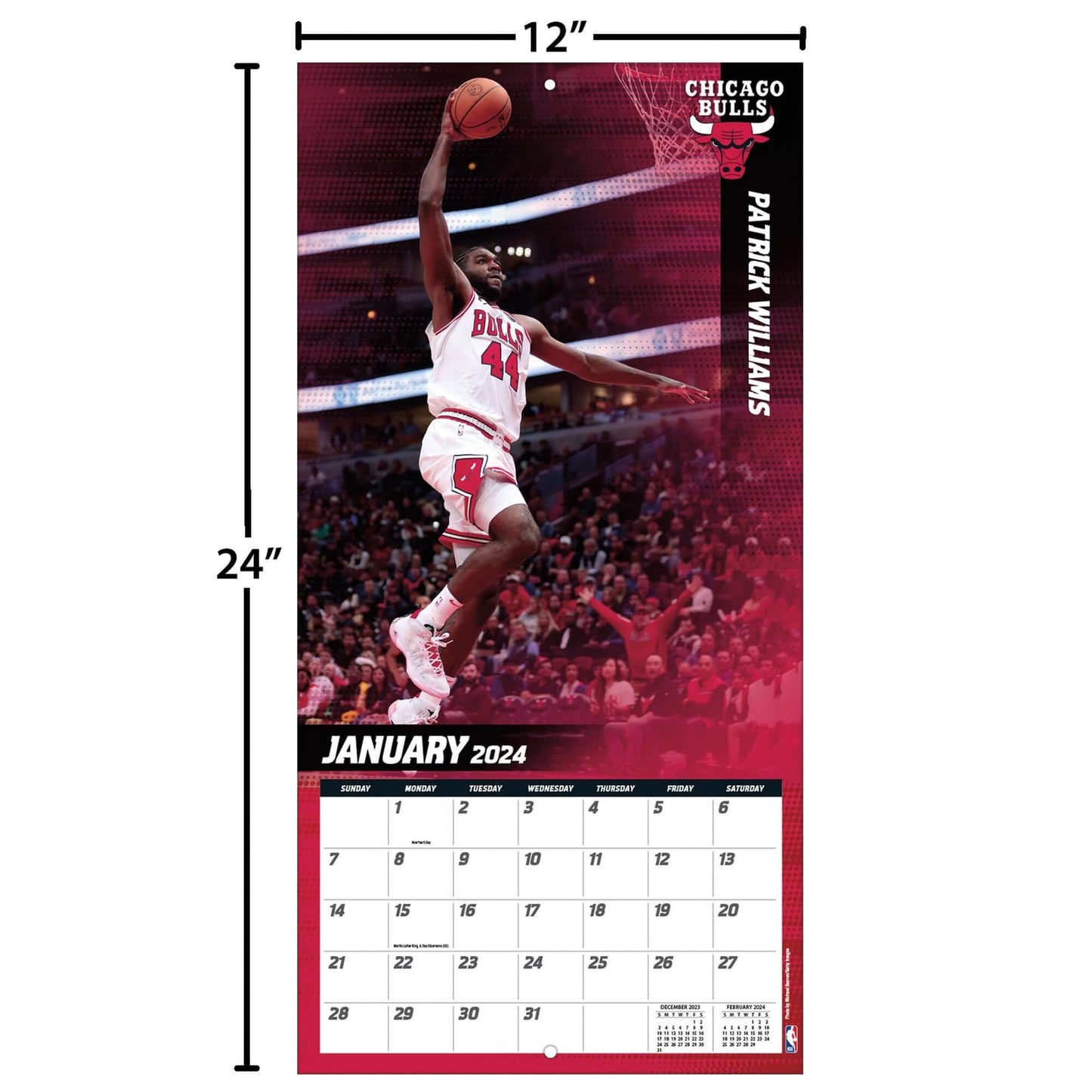 TURNER SPORTS NBA 2024 (30x60 cm) WALL CALENDAR CHICAGO BULLS