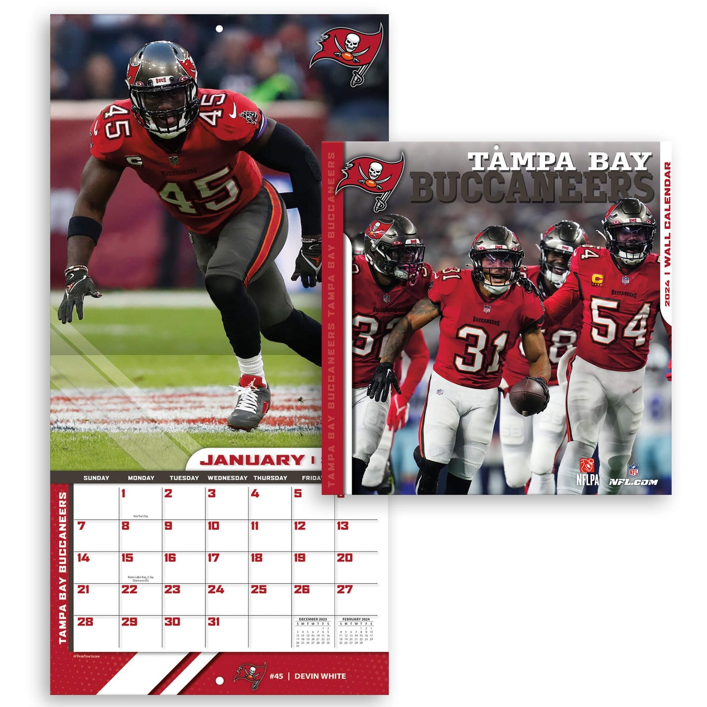 TURNER SPORTS NFL 2024 (30x60 cm) WALL CALENDAR TAMPA BAY BUCCANEERS