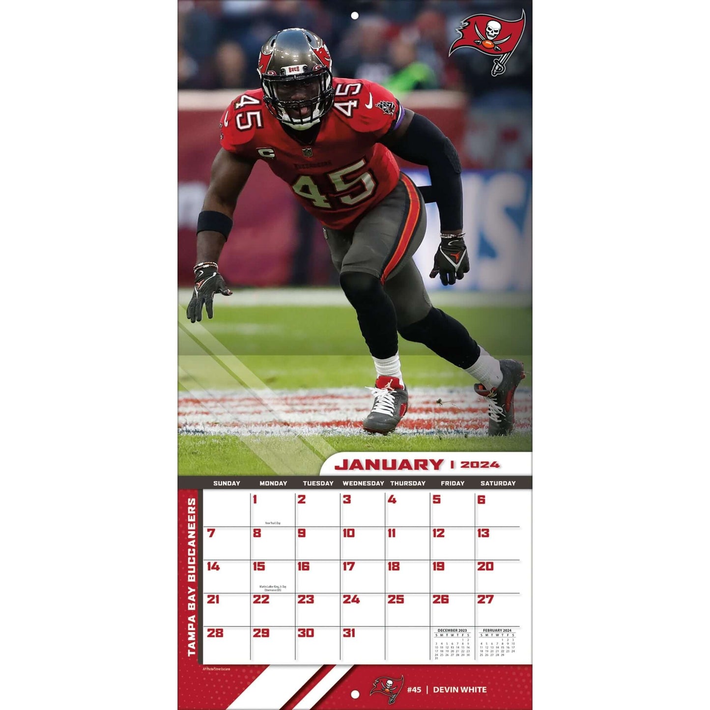 TURNER SPORTS NFL 2024 (30x60 cm) WALL CALENDAR TAMPA BAY BUCCANEERS