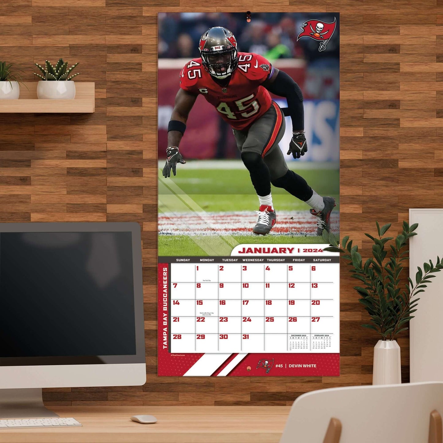 TURNER SPORTS NFL 2024 (30x60 cm) WALL CALENDAR TAMPA BAY BUCCANEERS