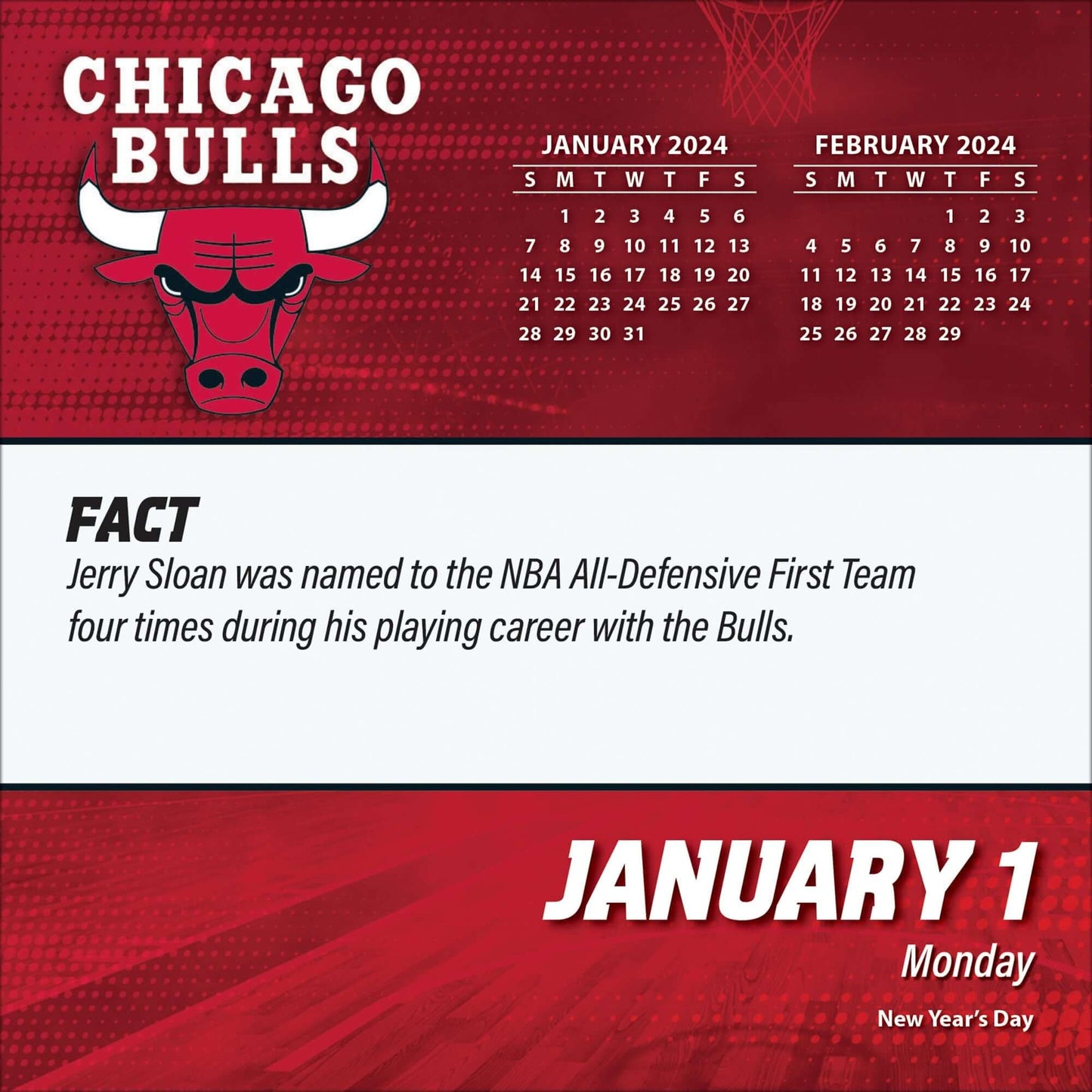 TURNER SPORTS NBA 2024 BOX CALENDAR CHICAGO BULLS