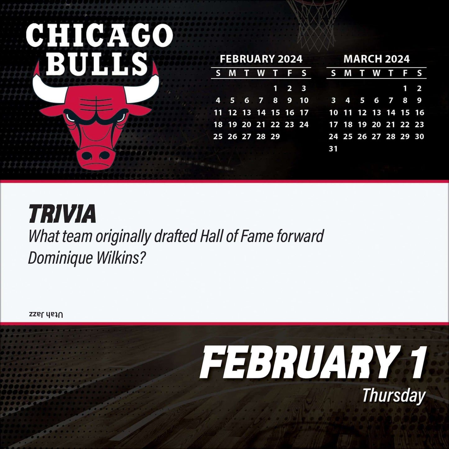 TURNER SPORTS NBA 2024 BOX CALENDAR CHICAGO BULLS