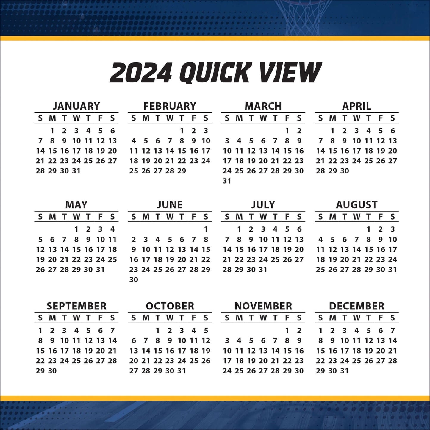 TURNER SPORTS NBA 2024 BOX CALENDAR GOLDEN STATE WARRIORS