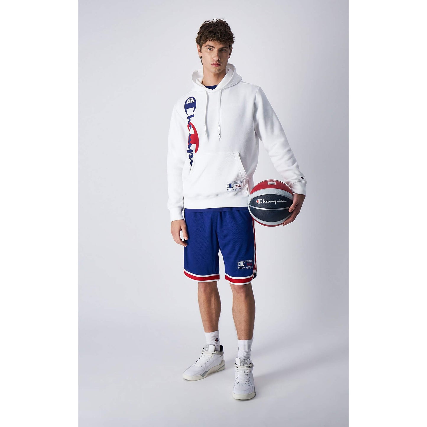 Champion Basketball Hooded Sweatshirt White