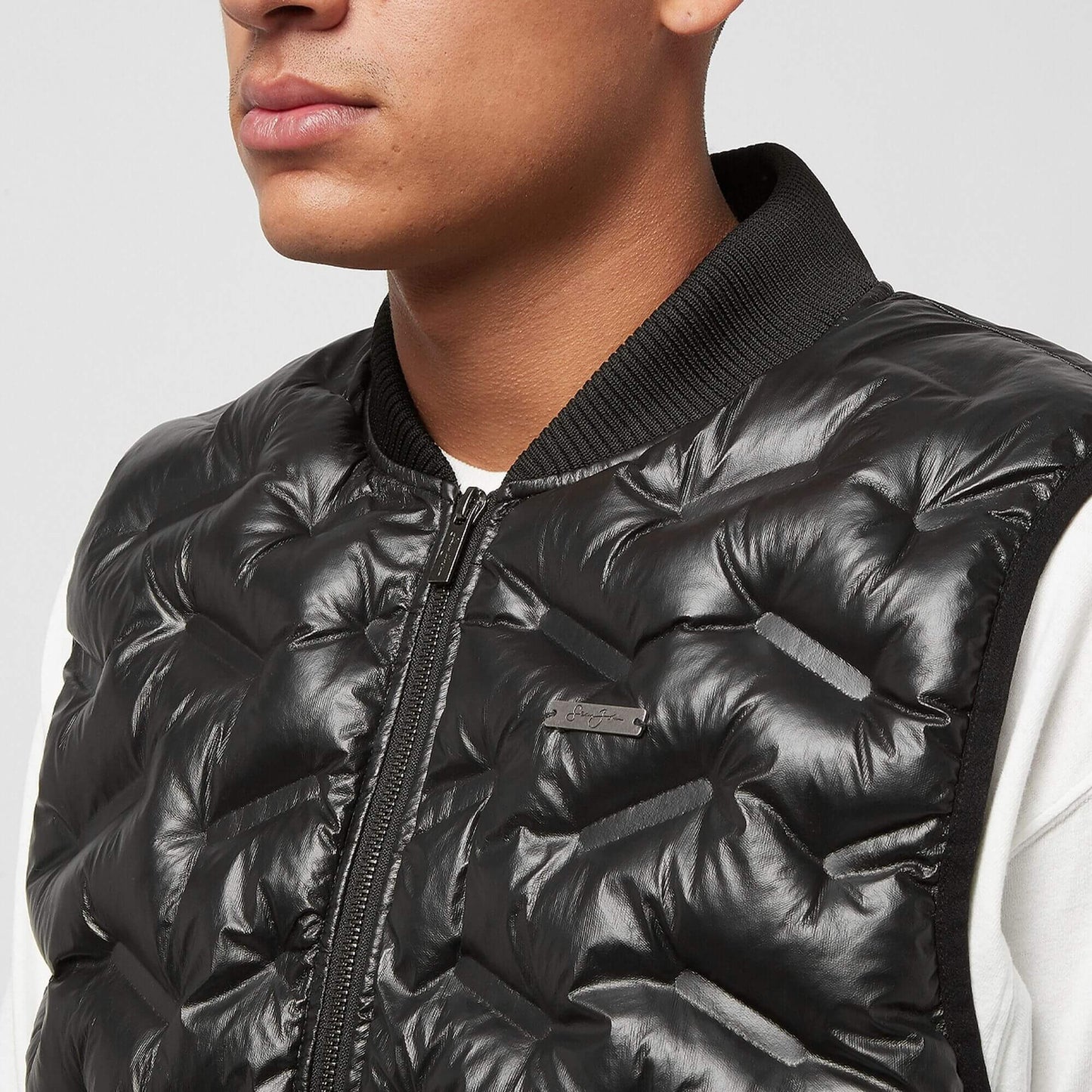 Prešívaná vesta Sean John SJ Script Logo Heat Seal Puffer Vest čierna