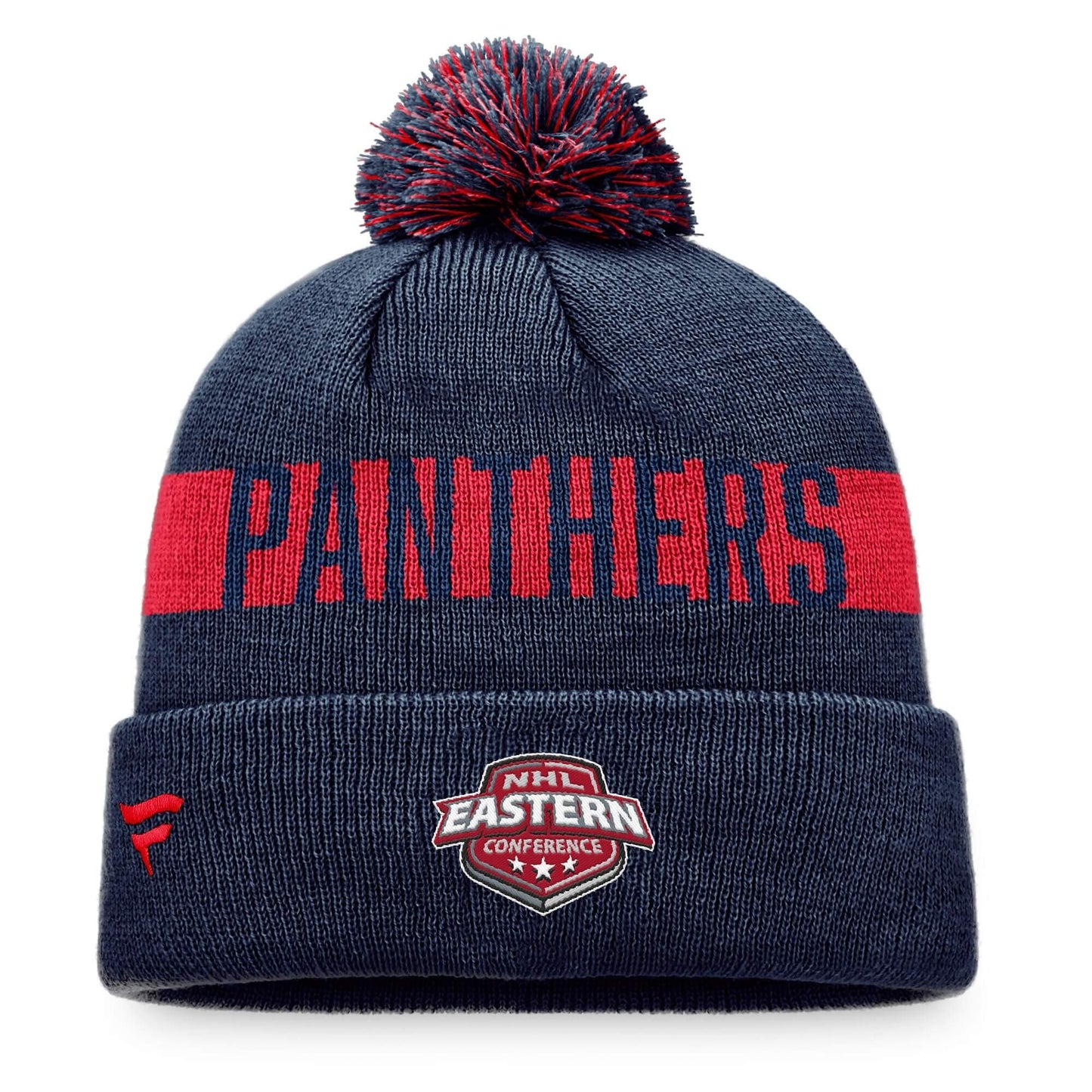 Zimná čiapka s brmbolcom Fanatics NHL Fundamental Beanie Cuff with Pom Florida Panthers tmavomodrá/červená