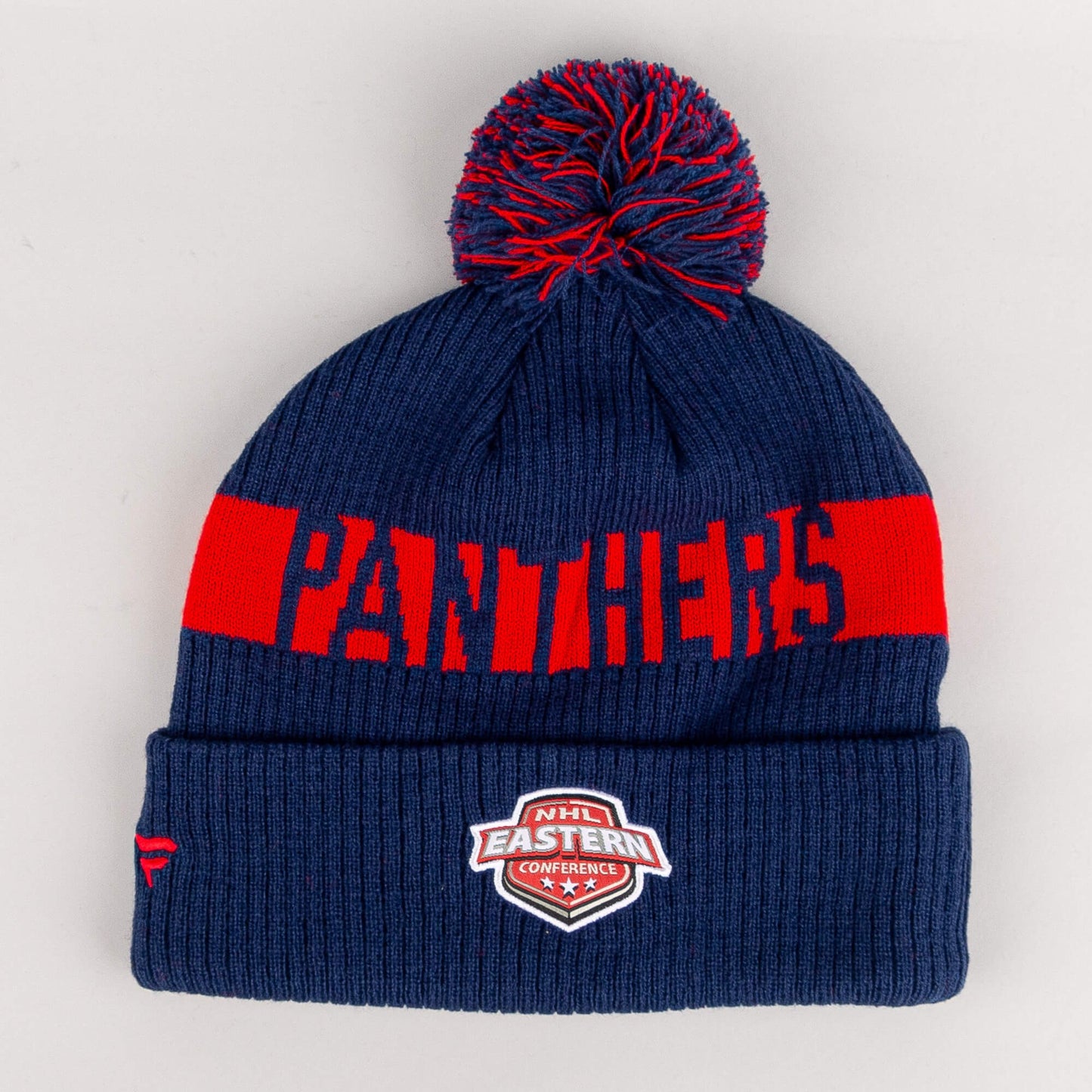 Zimná čiapka s brmbolcom Fanatics NHL Fundamental Beanie Cuff with Pom Florida Panthers tmavomodrá/červená