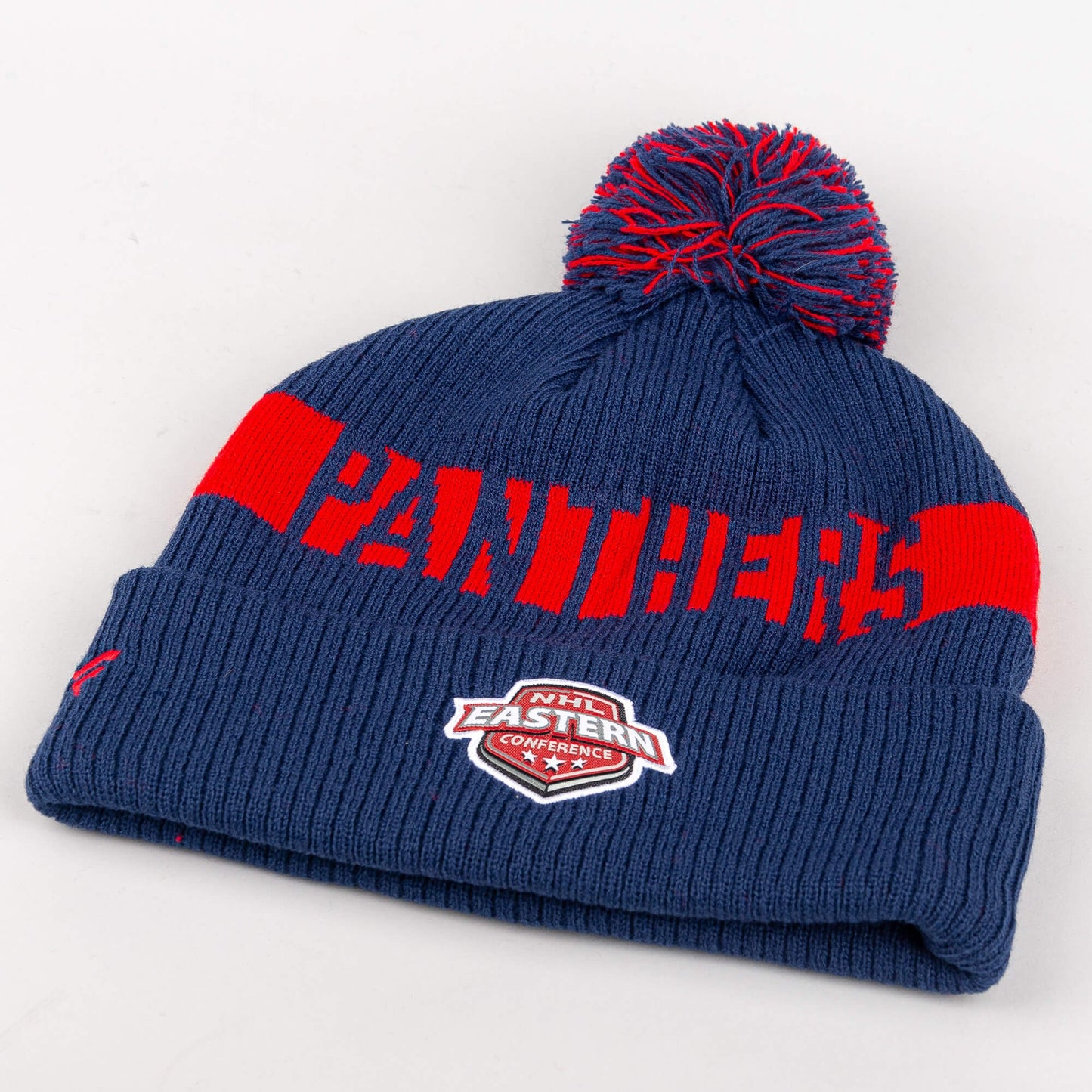 Zimná čiapka s brmbolcom Fanatics NHL Fundamental Beanie Cuff with Pom Florida Panthers tmavomodrá/červená