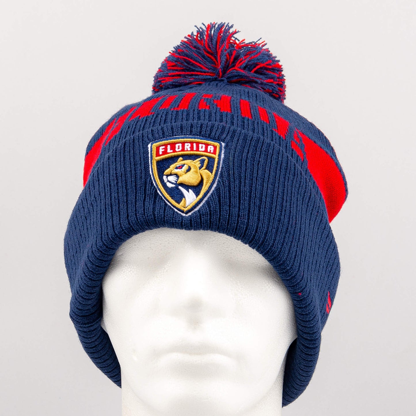 Zimná čiapka s brmbolcom Fanatics NHL Fundamental Beanie Cuff with Pom Florida Panthers tmavomodrá/červená