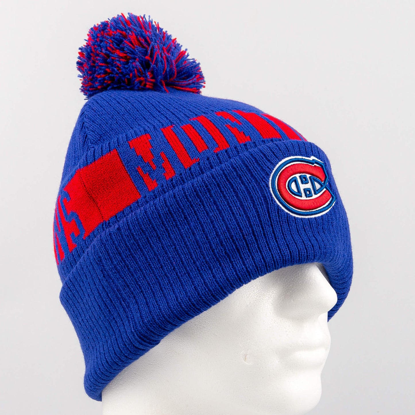 Zimná čiapka s brmbolcom Fanatics NHL Fundamental Beanie Cuff with Pom Montreal Canadiens tmavomodrá