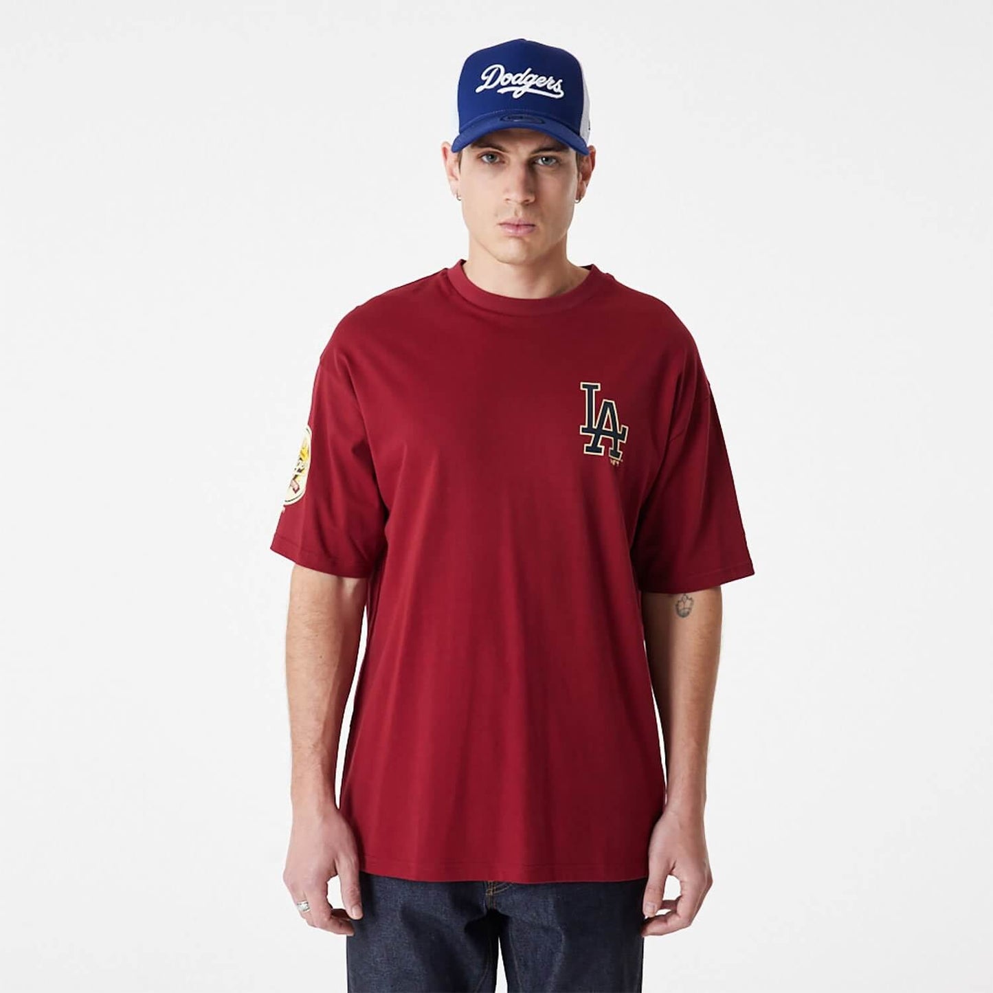 New Era MLB LA Dodgers MLB Large Logo Oversized Dark Red T-Shirt Red