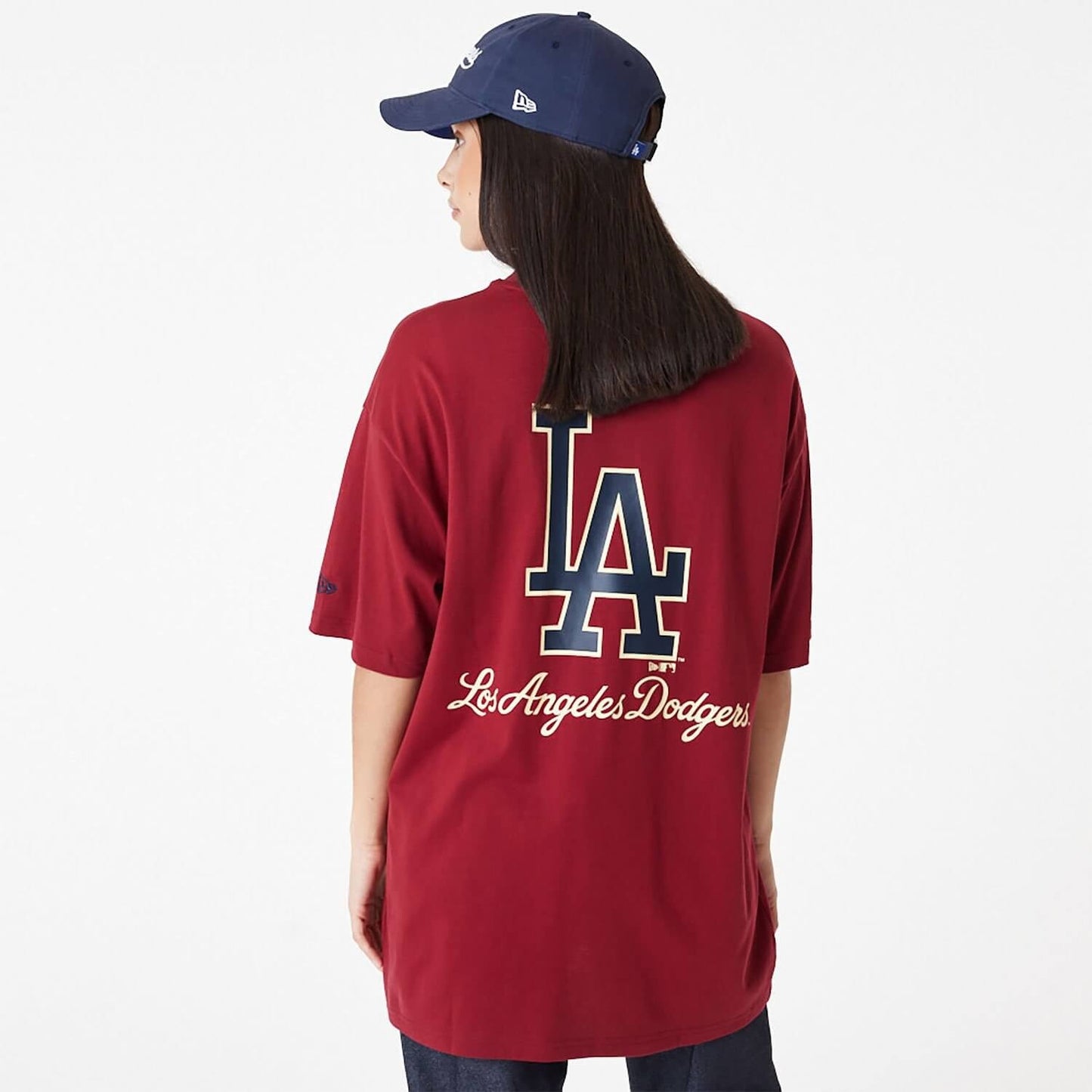 New Era MLB LA Dodgers MLB Large Logo Oversized Dark Red T-Shirt Red