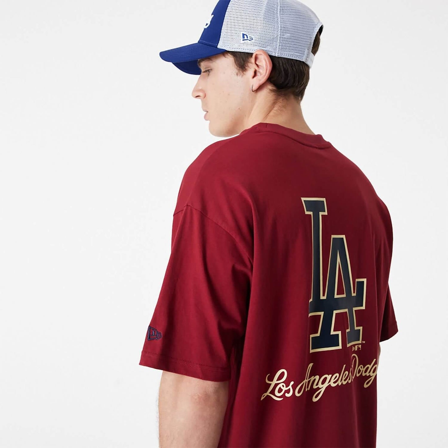 New Era MLB LA Dodgers MLB Large Logo Oversized Dark Red T-Shirt Red