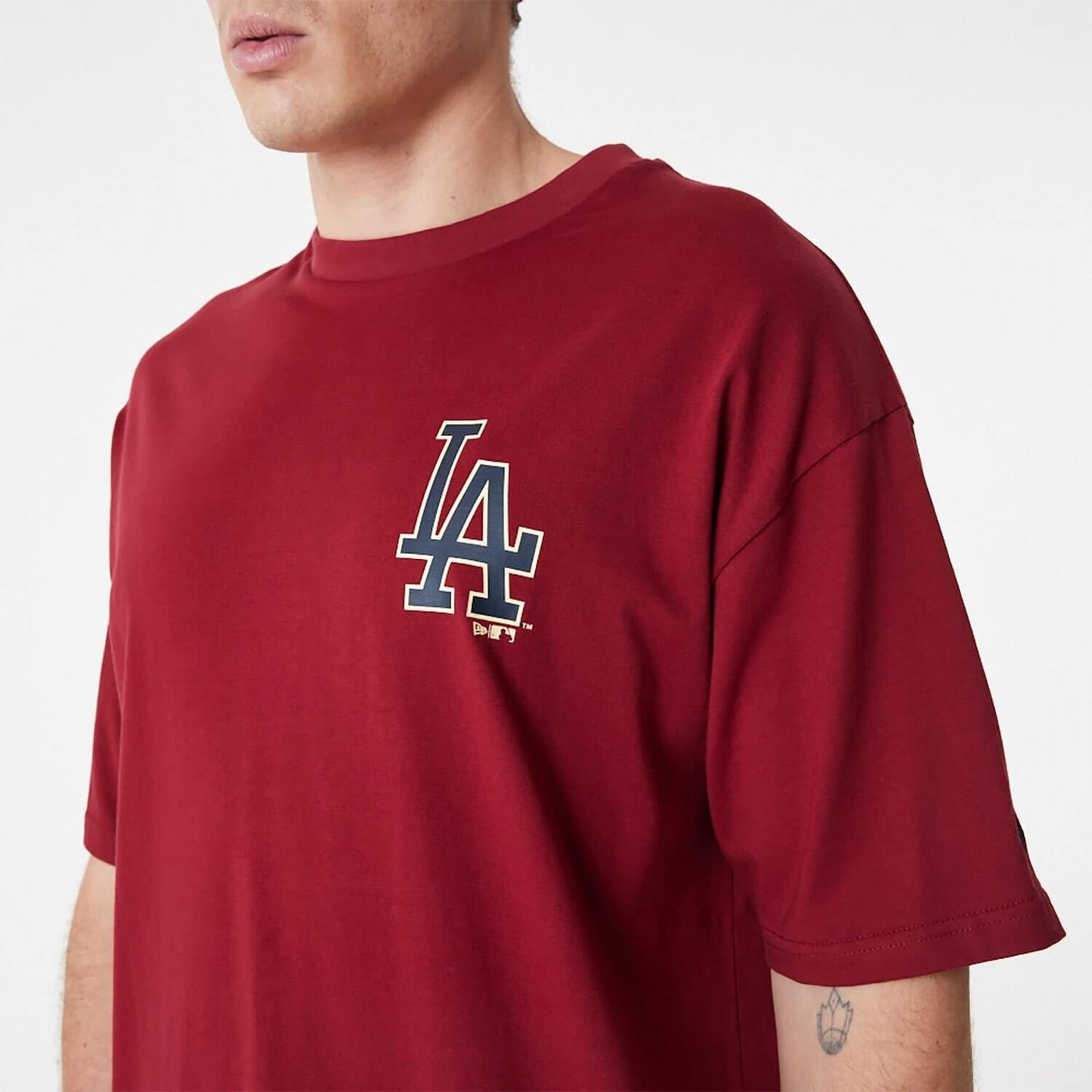 New Era MLB LA Dodgers MLB Large Logo Oversized Dark Red T-Shirt Red