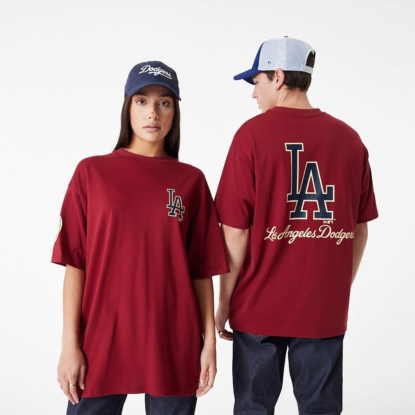 New Era MLB LA Dodgers MLB Large Logo Oversized Dark Red T-Shirt Red