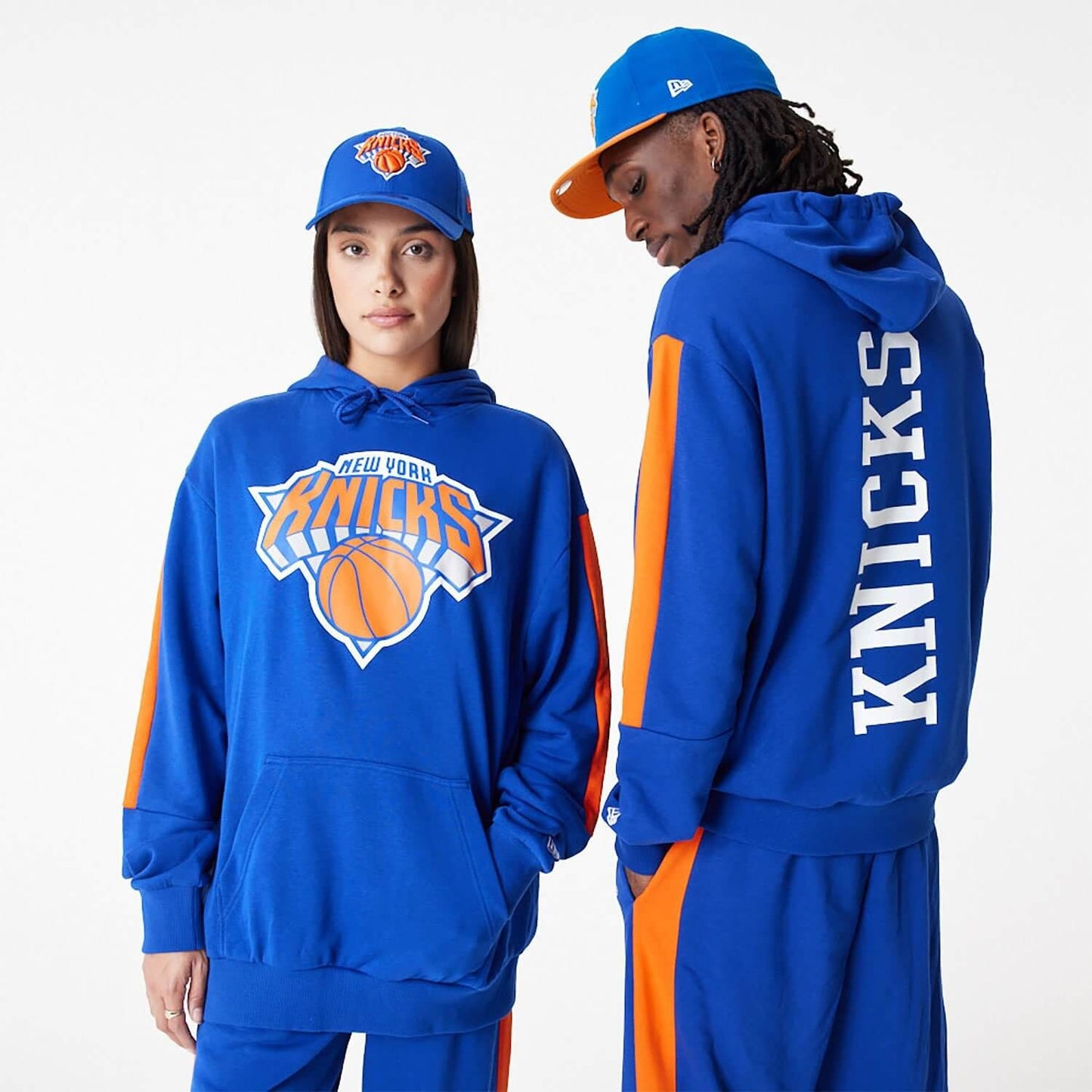 Unisex mikina s kapucňou New Era NBA New York Knicks NBA Colour Block Blue Pullover Hoodie modrá