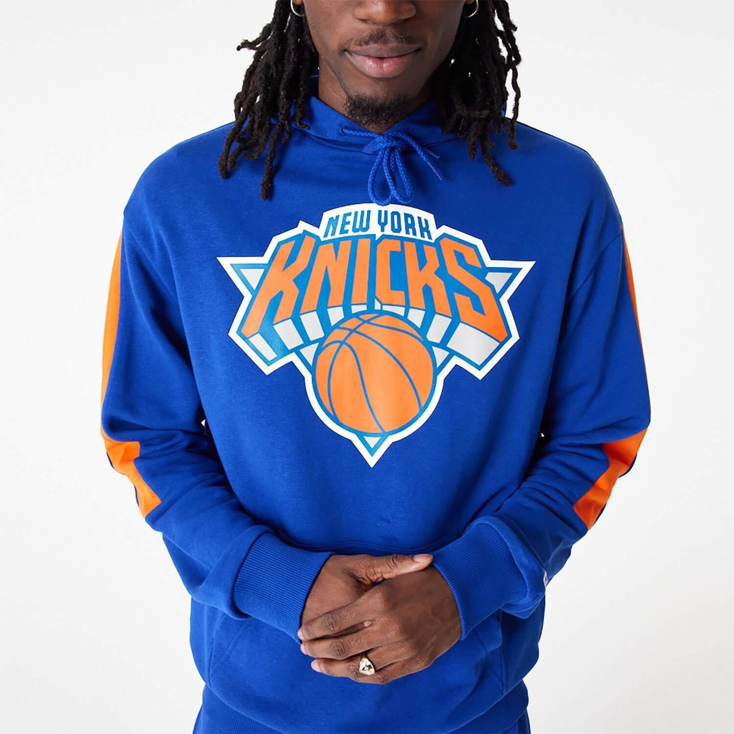 Unisex mikina s kapucňou New Era NBA New York Knicks NBA Colour Block Blue Pullover Hoodie modrá
