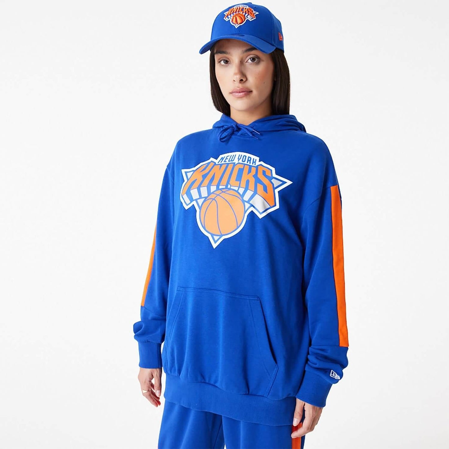 Unisex mikina s kapucňou New Era NBA New York Knicks NBA Colour Block Blue Pullover Hoodie modrá