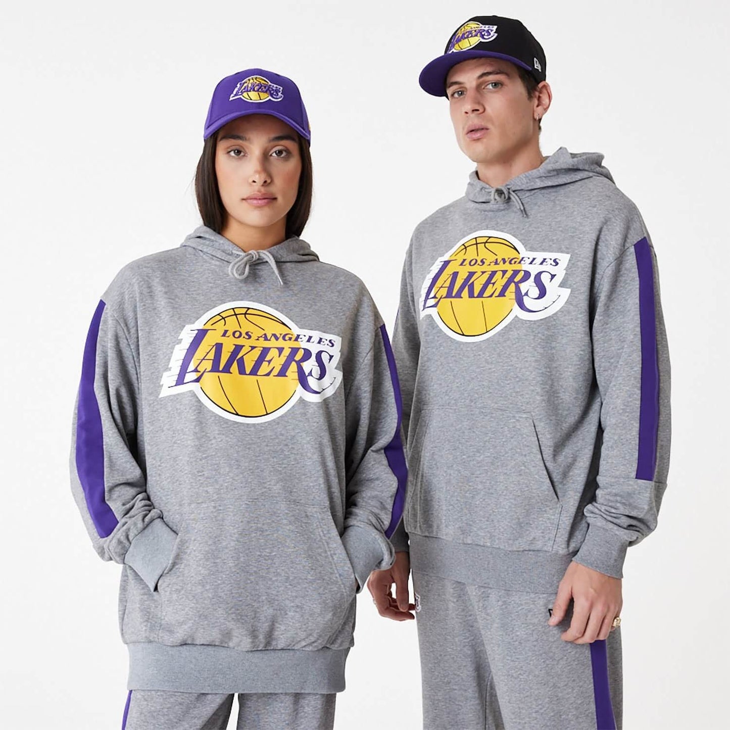 Unisex mikina s kapucňou New Era NBA LA Lakers NBA Colour Block Grey Pullover Hoodie šedá