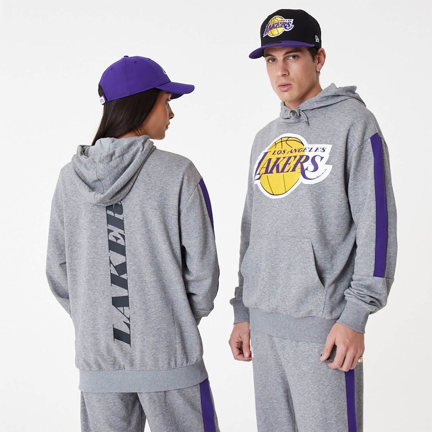 Unisex mikina s kapucňou New Era NBA LA Lakers NBA Colour Block Grey Pullover Hoodie šedá