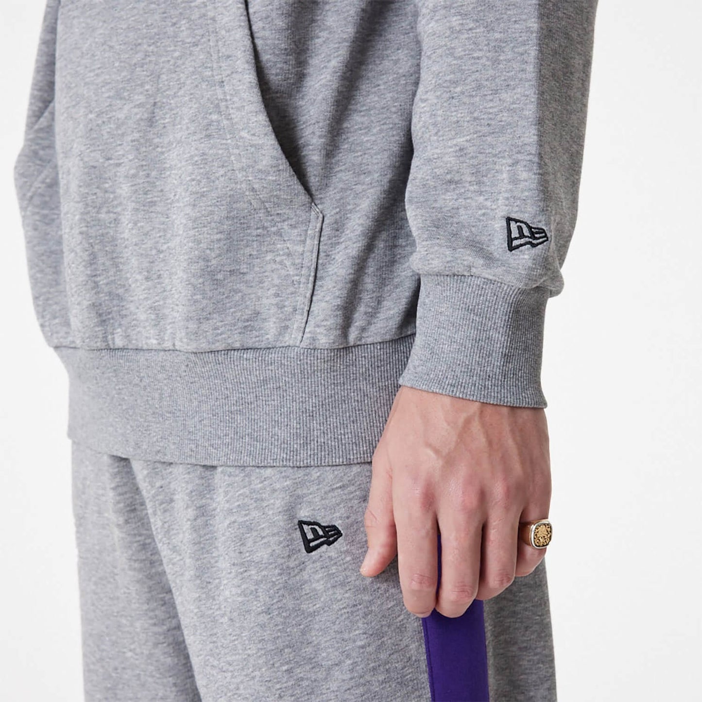 Unisex mikina s kapucňou New Era NBA LA Lakers NBA Colour Block Grey Pullover Hoodie šedá