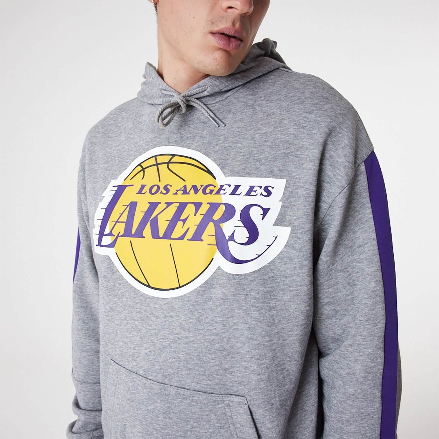Unisex mikina s kapucňou New Era NBA LA Lakers NBA Colour Block Grey Pullover Hoodie šedá