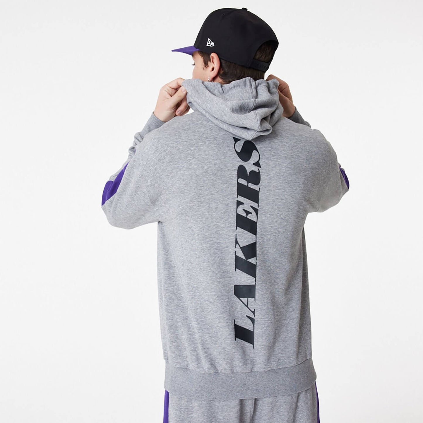 Unisex mikina s kapucňou New Era NBA LA Lakers NBA Colour Block Grey Pullover Hoodie šedá