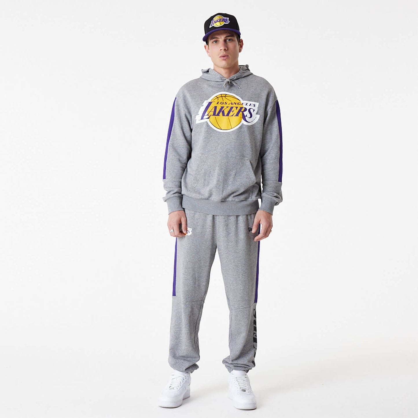 Unisex mikina s kapucňou New Era NBA LA Lakers NBA Colour Block Grey Pullover Hoodie šedá