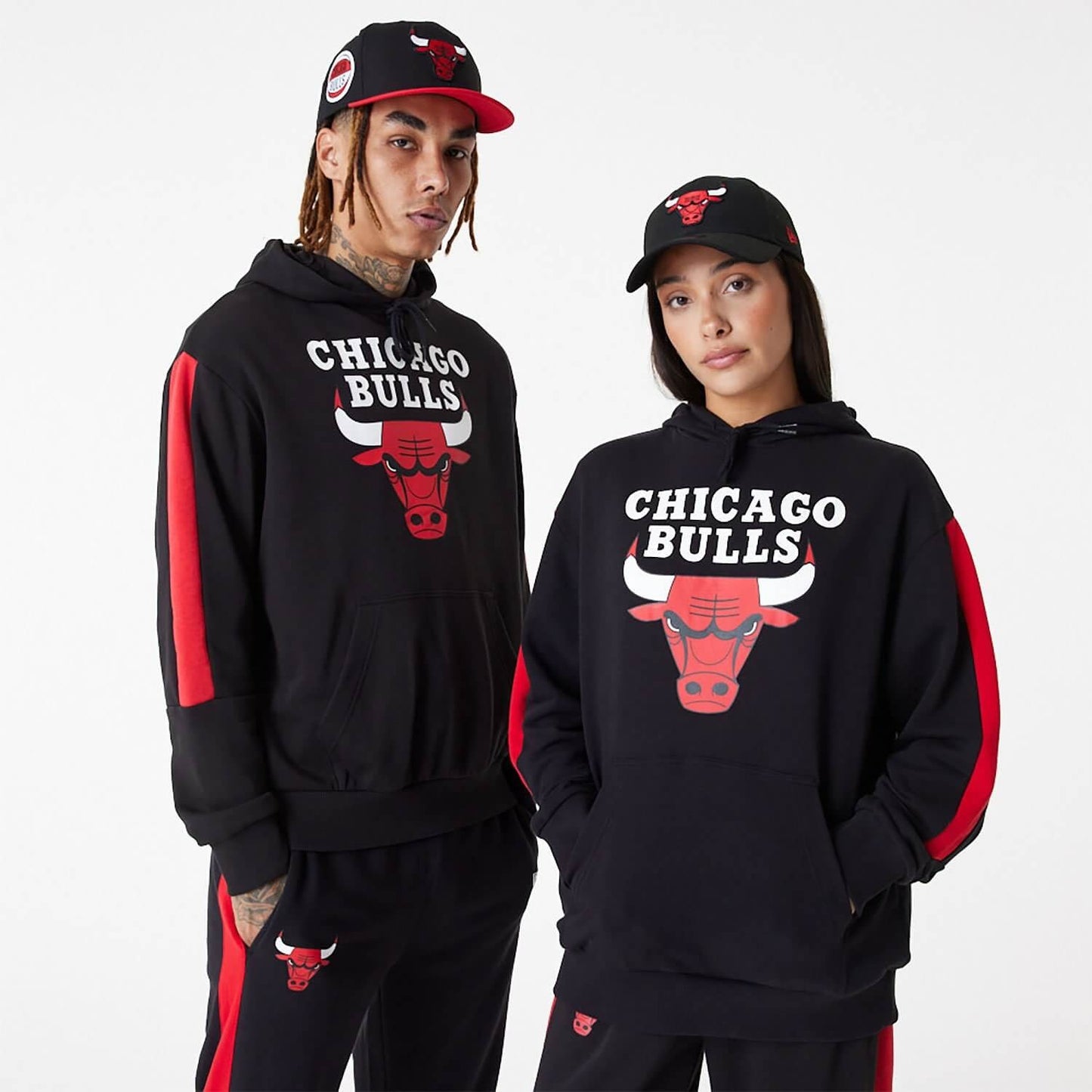 Unisex mikina s kapucňou New Era NBA Chicago Bulls NBA Colour Block Black Pullover Hoodie čierna