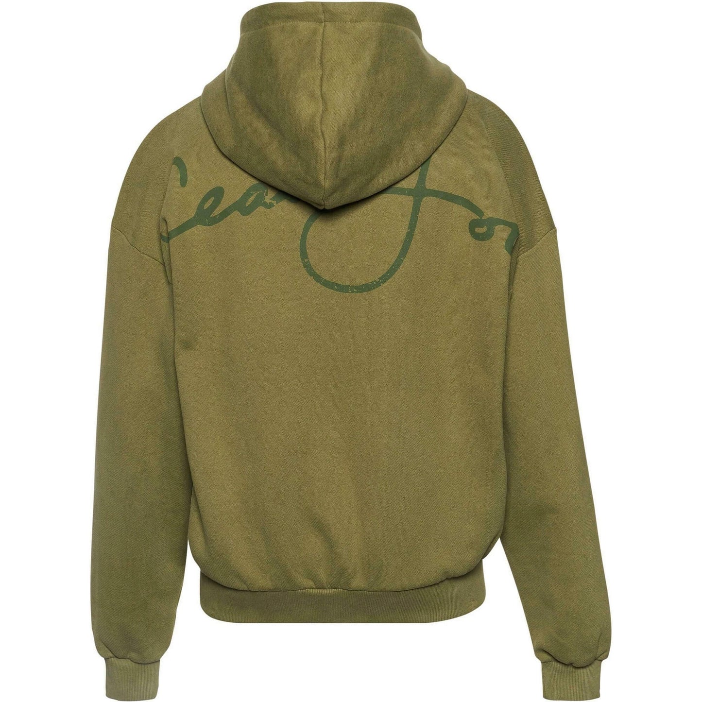 Sean John SJ Script Logo Backprint Peached Zip Hoodie olive