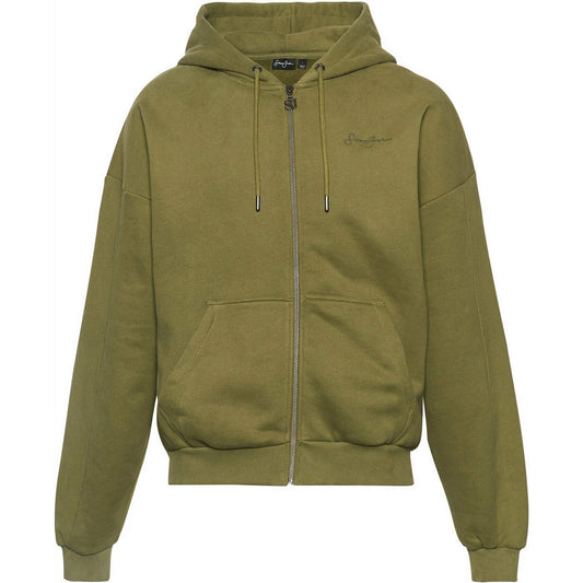 Sean John SJ Script Logo Backprint Peached Zip Hoodie olive