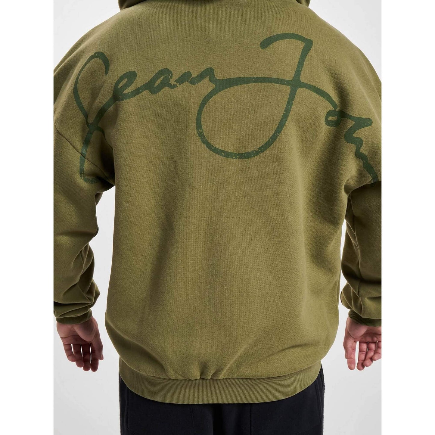 Sean John SJ Script Logo Backprint Peached Zip Hoodie olive