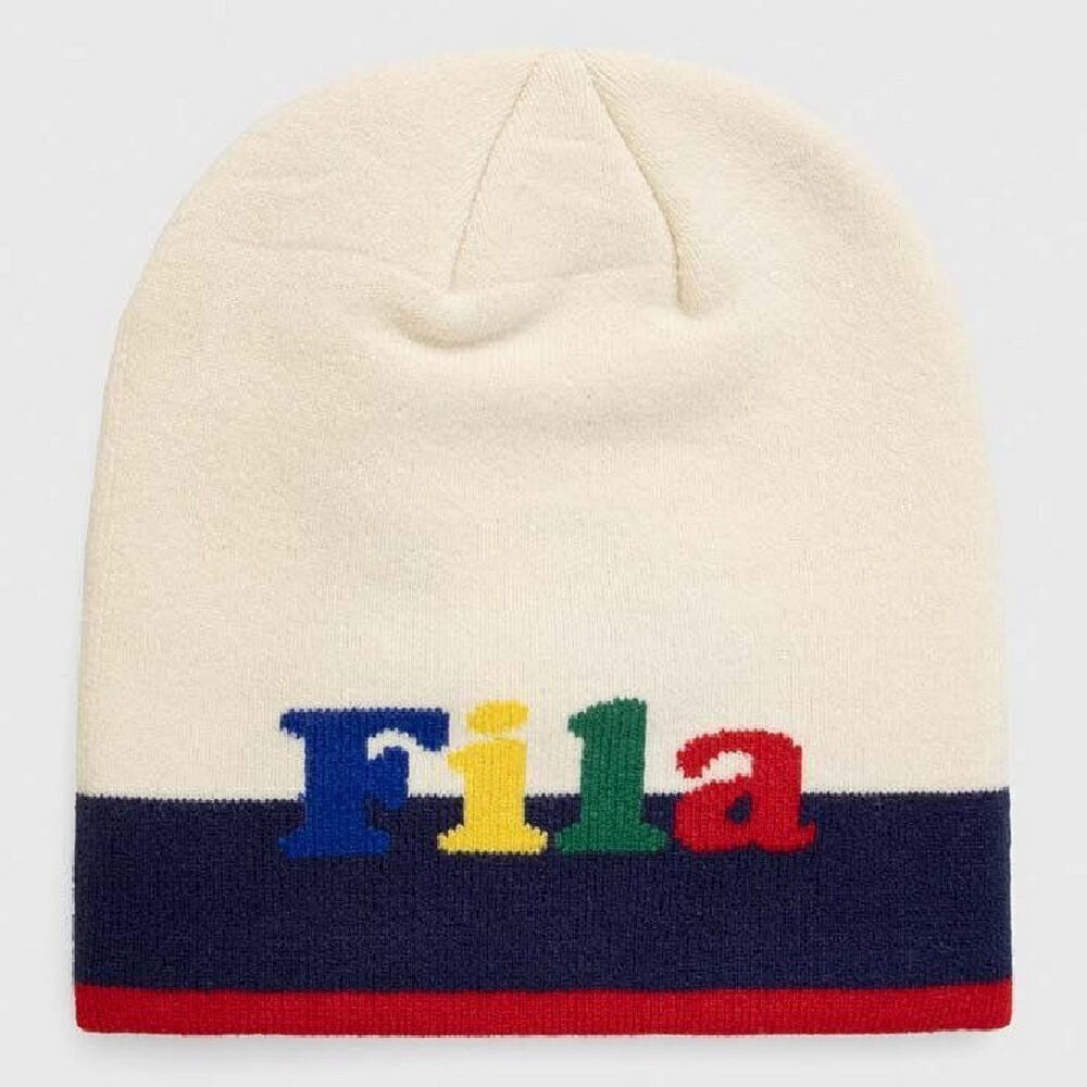 Zimná čiapka Fila Bowie Back To School Colorful Logo Intarsia Beanie krémovo-biela