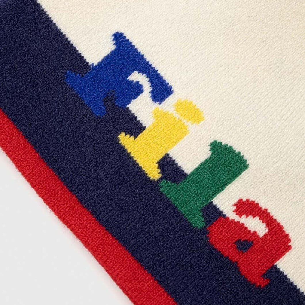 Zimná čiapka Fila Bowie Back To School Colorful Logo Intarsia Beanie krémovo-biela