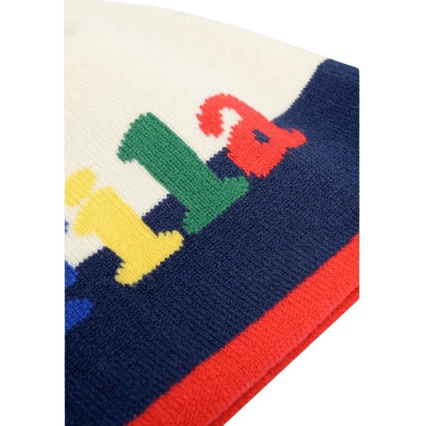 Fila Bowie Back To School Colorful Logo Intarsia Beanie Antique White-Medieval Blue-True Red