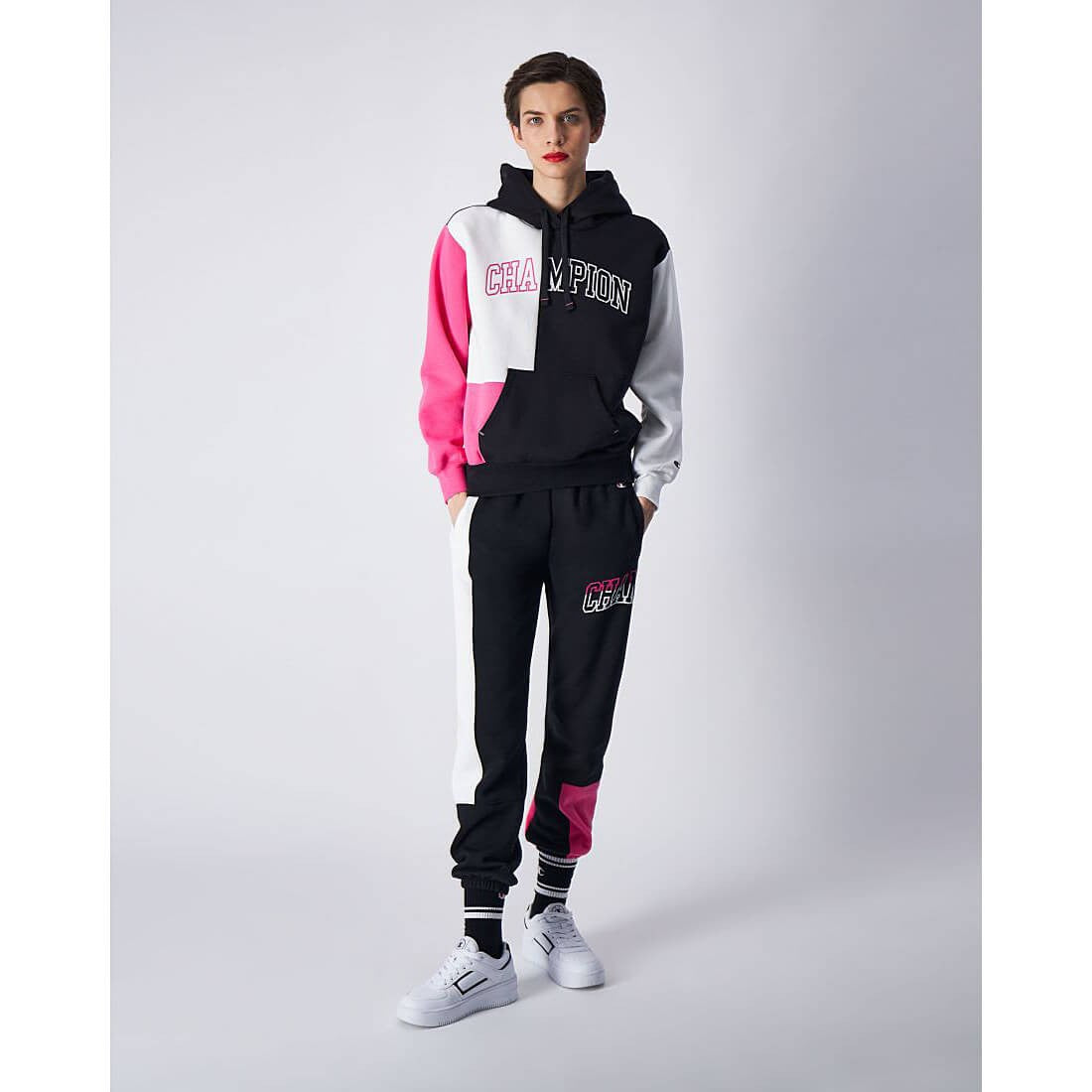 Champion Multi Colour Punch Fleece Hoodie Black/White