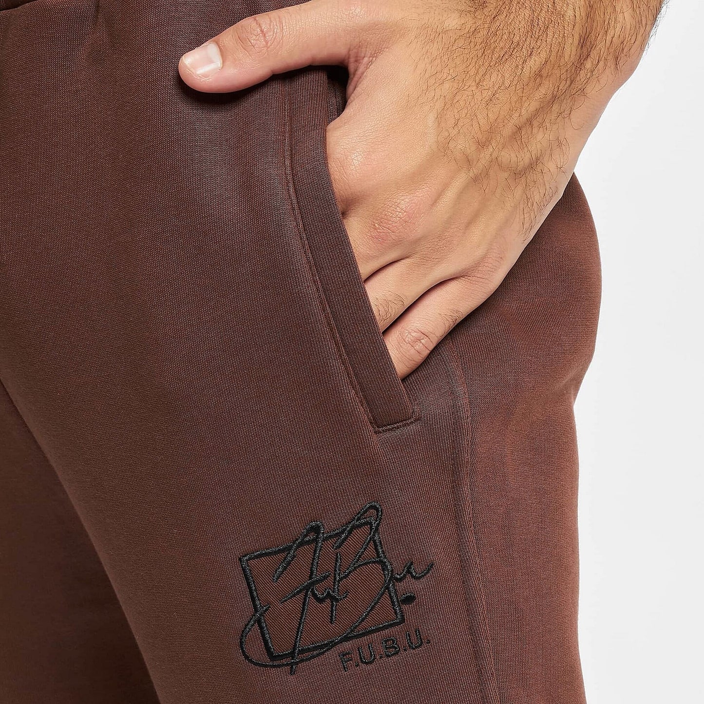 Tepláky FUBU Script Essential Jogger hnedé