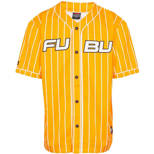 Fubu Corporate Pinstripe Baseball Overshirt orange/white