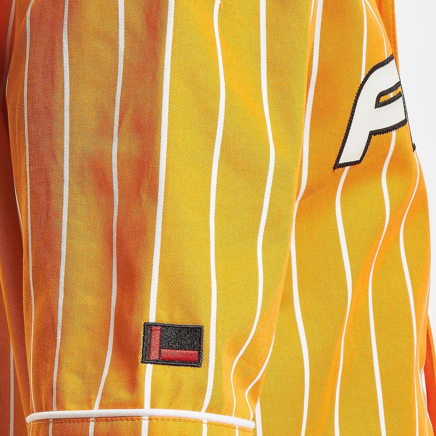 Fubu Corporate Pinstripe Baseball Overshirt orange/white